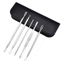 Kit d'extraction d'acné à double tête d'aiguilles de lancette en acier inoxydable de 5 pièces outil de nettoyage des imperfections pour le nettoyeur de pores de points noirs