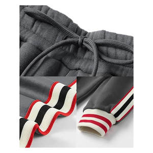 ชุดวอร์มเล่นกีฬาสำหรับผู้ชายเสื้อวอร์มผ้าฟลีซสองชิ้นมีแถบด้านข้างสำหรับฝึกซ้อมและฟิตเนสสีเทา - Product Image 3