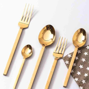 Juego de cubiertos Elegance Gold en acero inoxidable "" Juego de cubiertos de acero inoxidable duradero Cubiertos para uso diario - Product Image 1