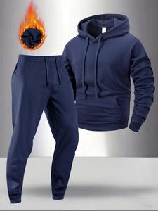 Ensembles de survêtement pour hommes, sweat à capuche et pantalon pour femmes, couleur unie, pull à capuche + pantalon, ensembles de vêtements de sport décontractés pour hommes - Product Image 5