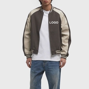 Veste universitaire courte à blocs de couleur pour hommes 2025, doublure matelassée, patchs en chenille personnalisés, veste bomber à manches longues, patchwork - Product Image 4