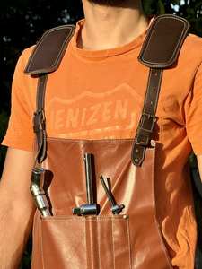 LPN-0027 Genuine Leather Adult Chef <b>Apron</b> Restaurant Cooking <b>Waterproof</b> Adjustable Bib for Kitchen Adult Kitchen Bib Hanging - Product Image 4