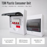 ZCEBOX TSM-8 Boîtier de distribution en plastique 8 voies encastré 100A IP40 IEC61439-3
