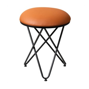 Asiento de terciopelo cómodo de estilo único, taburete de metal con acabado antiguo negro para cafetería y bar, uso regular, acabado brillante - Product Image 5