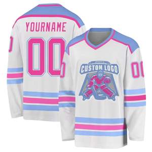 Maillots de hockey personnalisés OEM, vêtements de sport légers, teints en uni, brodés, sergé, uniformes de hockey sublimés pour les équipes, patchwork - Product Image 1