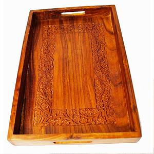 Plateau de service en bois antique Écorce à effet bois Produit de vente chaud Bol décoratif en bois de manguier avec écorce d'arbre Fabriqué en Inde - Product Image 6