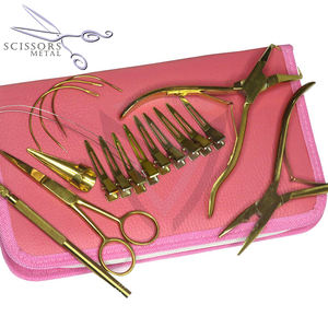 Juego al por mayor de alicates de microeslabones reutilizables Kit de herramientas de extensión de cabello de acero inoxidable dorado de plasma para profesionales - Product Image 6