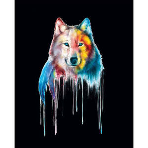 Póster de acuarelas de lobo místico en lienzo para decoración de pared - Product Image 1