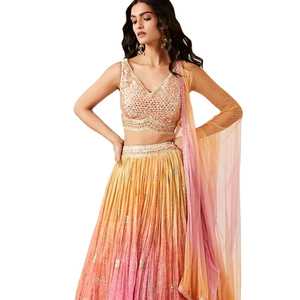 El último diseñador Dola Silk Mirror work Lehenga choli de Fab Zone - Product Image 1