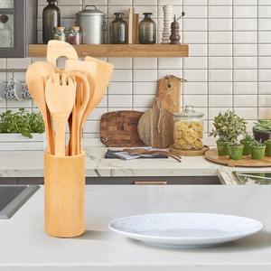 Utensilios de bambú hechos a mano, espátulas para freír, utensilios de cocina antiadherentes, juego de espátula de cocina natural - Product Image 4