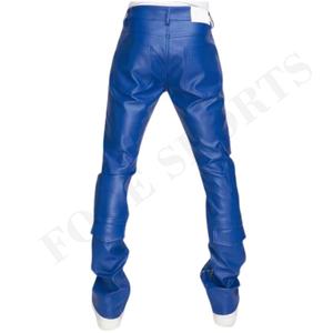Pantalon en cuir d'agneau fait main, jean bleu véritable, coupe régulière, décontracté, léger, pantalon pour homme, coupe droite - Product Image 6