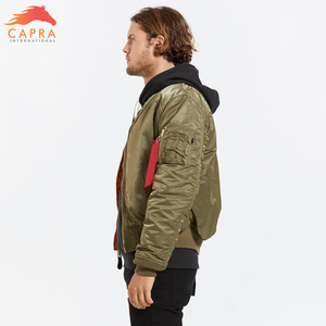 Blouson de baseball classique en satin imperméable à l'eau pour hommes avec fermeture à glissière avec logo Fabrication - Product Image 3