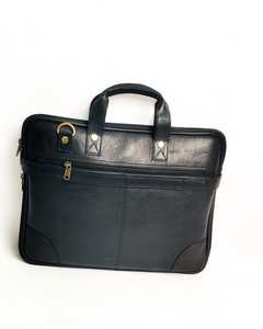 Professional Black Leather <b>Laptop</b> <b>Briefcase</b> with Top Handles Front Zipper Pocket and Metal Hardware for Business and Office Use - Product Image 6