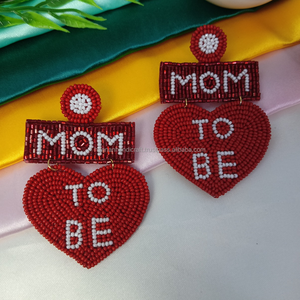 Pendientes Hechos a Mano de Resina Acrílica con Forma de Corazón y Cuentas Étnicas Clásicas para el Día de San Valentín, de la India, para Mujeres y Niñas - Product Image 4