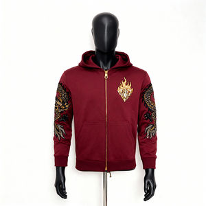 Sweat à capuche vintage pour homme, personnalisé par un designer OEM, effet délavé soleil, avec rivets et strass, fermeture éclair diamant, style streetwear - Product Image 3