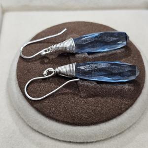 Boucles d'oreilles en forme de goutte en argent Sterling 925 Nice Cut Handmade Designer London Blue Topaz Quartz pour les fêtes de mariage Excellent cadeau - Product Image 3