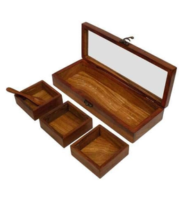 Caja de especias de madera natural con tapa acrílica, accesorios de cocina hechos a mano, producto más vendido, caja de especias de madera - Product Image 5