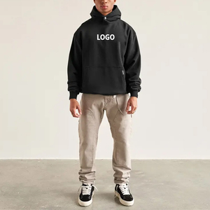 Sudadera con capucha de lana de algodón verde oscuro para hombre, sudaderas con logotipo personalizado de alta calidad bordado de talla grande, estampado de soplo de invierno - Product Image 3