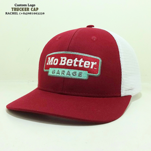 Sombrero de camionero con parche bordado/tejido, 6 paneles, ala curva, rojo/blanco, Gorras estructuradas, Gorras, ala ligeramente curvada, cierre Snapback - Product Image 2