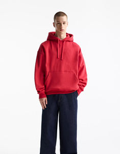 <b>Men's</b> Casual <b>Red</b> <b>Hoodie</b> with Comfortable Fit Adjustable Drawstring and Front Pocket Trendy Streetwear Sweatshirt - Product Image 3