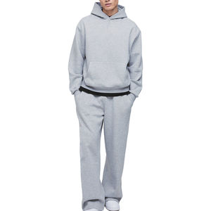 Prix de gros Ensemble pantalon de survêtement et sweat à capuche Impression de logo personnalisé Pantalon évasé Survêtement Ensembles pull épais de haute qualité de qualité supérieure - Product Image 2