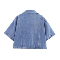 Mode coton Denim deux pièces femmes correspondant tenue avec poche détail chemise et ourlet évasé Shorts décontracté vêtements d'été