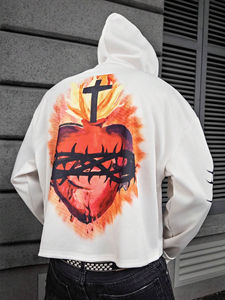 Sudadera con capucha estampada personalizable de invierno para hombre de tendencia/estilo con cremallera transpirable 100% algodón polar térmico - Product Image 2