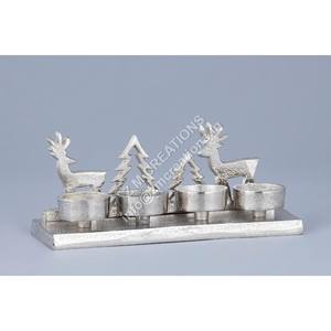 Modern Handicraft Aluminum Reindeer <b>Xmas</b> Tree Figure 4 Tealight Christmas <b>Candle</b> Holder Table Home Decoration - Product Image 1