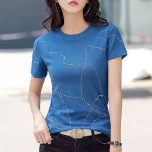 Camiseta con diamantes de imitación para mujer, venta al por mayor, camiseta con diamantes de imitación para mujer de buena calidad - Product Image 2