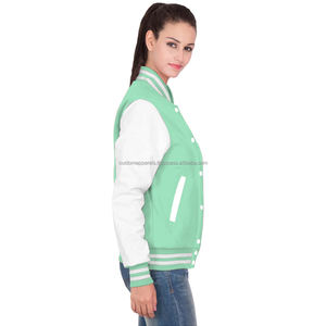 Veste universitaire en molleton de coton pour femmes, blouson aviateur brodé élégant - Product Image 3