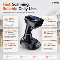 Escáner de Códigos de Barras Inalámbrico COMET EW-5800 Pro 1D/2D con Pantalla LCD, 2.4G BT, Almacenamiento Offline, Sincronización sin Pérdidas, Base de Carga Opcional