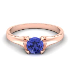 Anillos de Tanzanita de Corte Brillante Redondo de Plata de Ley 925 REYES con 0.84 Ct, Joyería de Regalo de Boda Personalizada para Mujer - Product Image 5