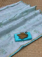 NOUVEAU DESIGN TENDANCE – Saree en Organza de Qualité Supérieure avec Broderie et Sequins, Blouse Bangladesh, Décontracté pour Femme, Toutes Saisons, Modal et Polyester