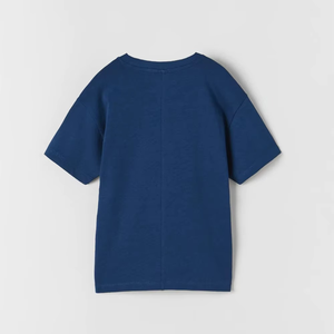 เสื้อยืดผ้าฝ้ายแท้ถักแบบ100% สำหรับเด็กผู้ชาย, เสื้อยืดคอกลมและแขนครึ่งยาวปกติสำหรับฤดูร้อน - Product Image 2