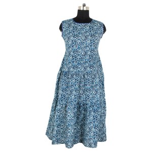 Kurti Largo Estampado a Mano para Niñas, Túnica de Algodón, Vestido de Diseñador para Playa o Verano - Product Image 6