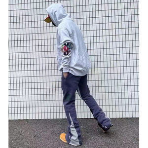 Venta al por mayor 2024 Custom Flare Track Pants Streetwear French Terry Fleece Baggy Joggers Hombres Flare Sweat Pants Hombres - Product Image 2