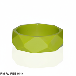 Brazalete Moderno de Resina Facetada Color Lima, Brazalete Geométrico Grueso Verde, Estilo Minimalista Retro, Joyería Vibrante de Resina - Product Image 1