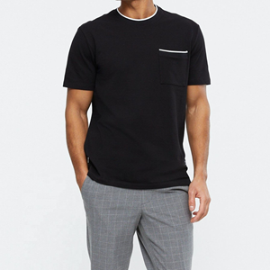 Qualité supérieure hommes coupe régulière 100% coton respirant à manches courtes T-Shirts nouveau Design col rond Hip Hop mode couleur unie - Product Image 2