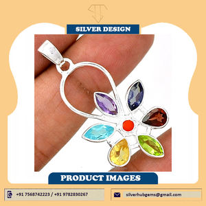 Colgante curativo de piedra natal natural de Plata de Ley 925 al por mayor ajuste multipunta ajuste multipiedra lindo ajuste multipunta lindo - Product Image 2