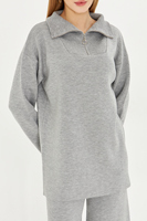 Ensemble de survêtement deux pièces en tricot pour femme Ensemble pull et pantalon surdimensionnés à col roulé uni de haute qualité Tricots texturés doux