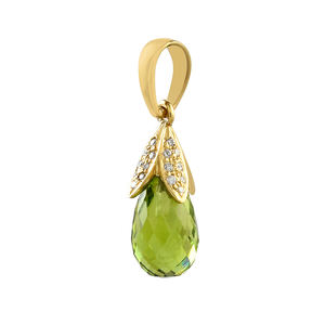 Elegante colgante de plata de ley 925 chapado en oro para mujer, bonito diseño atractivo con encanto de piedras preciosas de circón peridoto para fiestas - Product Image 2