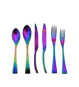 Cubiertos de acero inoxidable 304 reutilizables al por mayor con unicornio único sombra real cubiertos de Alta calidad restaurante boda hogar - Product Image 1