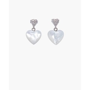 Simple <b>Heart</b> Shaped Pearl <b>Earrings</b> - Product Image 3