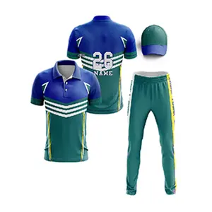 Camisa de equipe de cricket manga longa, design personalizado de alta qualidade com salto e jaqueta