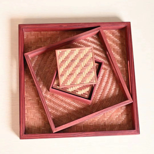 ถาดรองแก้วไม้ไผ่ทำมือชุดสีที่กำหนดเองจาก6ผลิตภัณฑ์ที่เป็นมิตรต่อสิ่งแวดล้อมทำจากของตกแต่งโต๊ะในเวียดนามขายส่ง - Product Image 1