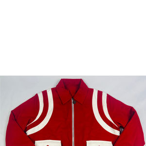 Veste bomber varsity en coton rouge Kapa, tricotée, coupe ajustée, col montant, logo sur le devant, style baseball. - Product Image 2
