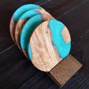 Modern Classic Wooden Resin Coasters Square and Round Cup Coasters for Drinks for Home or Office Use - Product Image 5