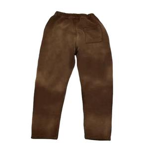Ensemble de pantalons de survêtement à capuche décontractés au soleil pour hommes, hiver personnalisé, sweats à capuche délavés à l'acide en détresse solide, survêtement à impression bouffante avec logo - Product Image 5