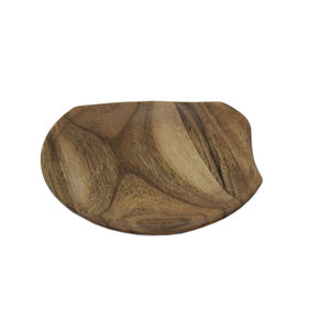 Plateau de service en bois naturel de forme ovale, plat et assiette finis bruns pour la maison et le restaurant faits à la main en vrac - Product Image 3