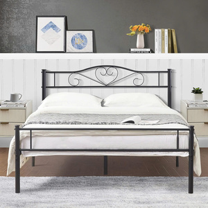 Heavy Duty Metal <b>Platform</b> <b>Bed</b> <b>Frame</b> with Headboard and Steel Slats, Noise-Free Mattress Foundation, No Box Spring Needed - Product Image 1